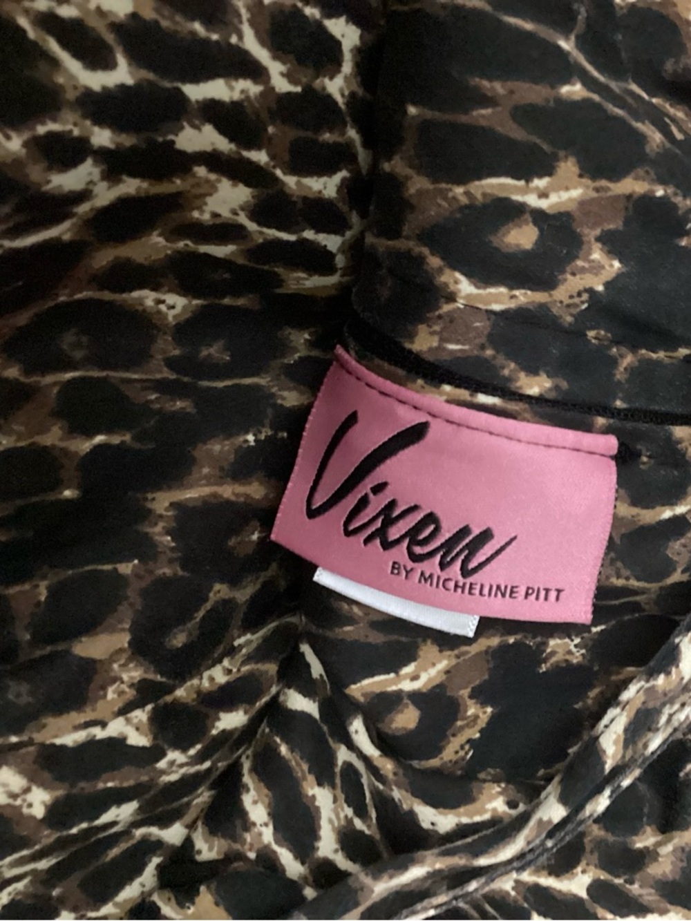 Vixen by Micheline Pitt Sweetheart Woven Wiggle Dress Leopard Print Size XL - Picture 3 of 8